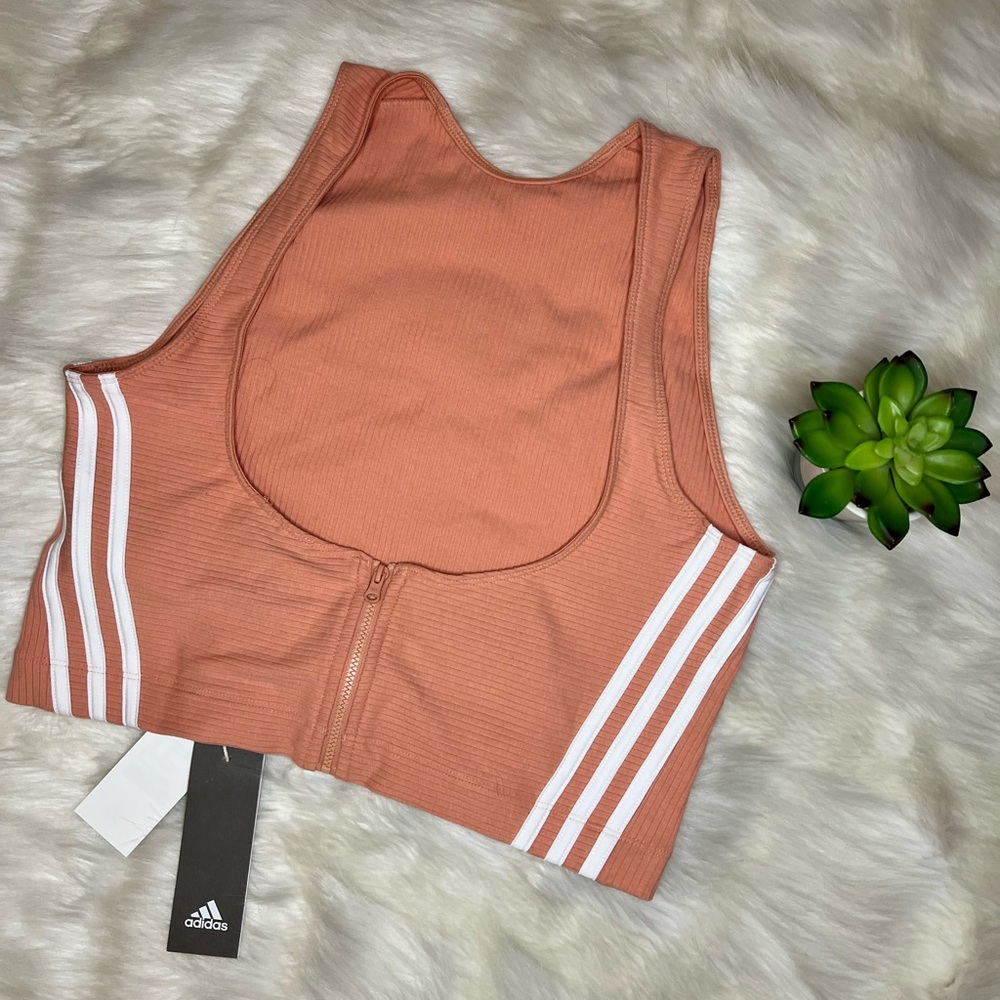 NWT Adidas | Women’s Cropped Ribbed Zipup Tank Top Large